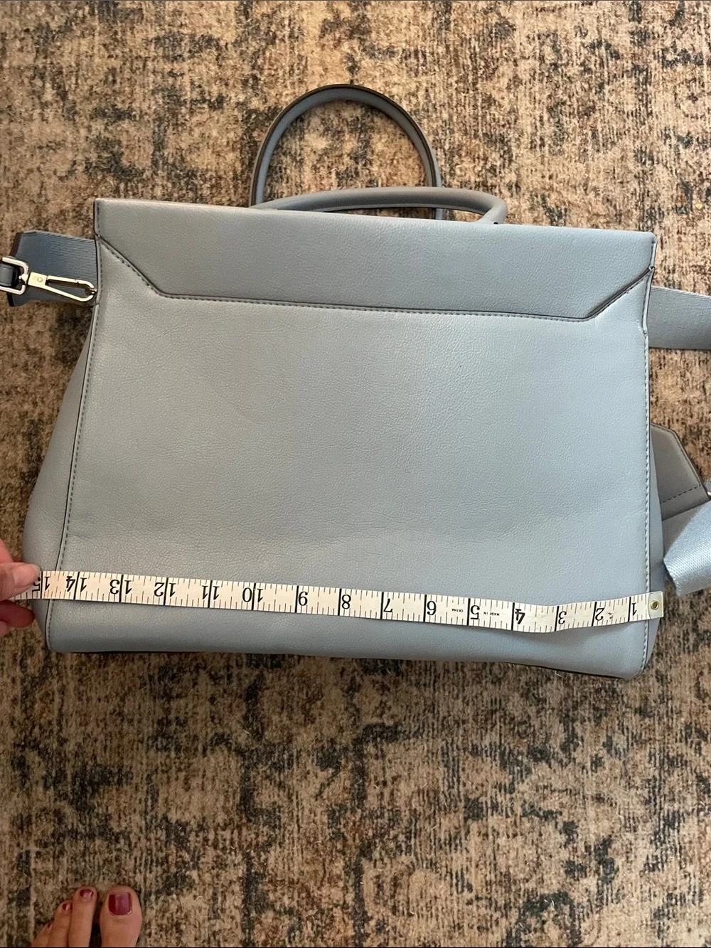Calvin Klein Pale Gray Structured Top-Handle Satchel with Strap